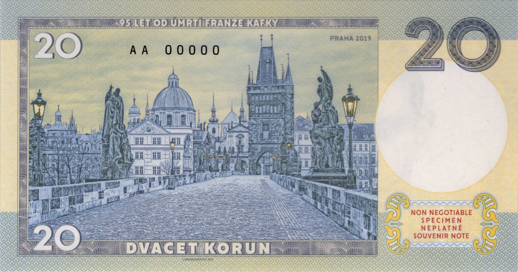 20 korun Kafka - zadní strana