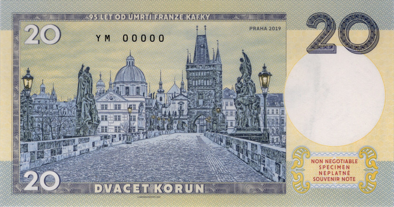 20 korun Kafka - zadní strana