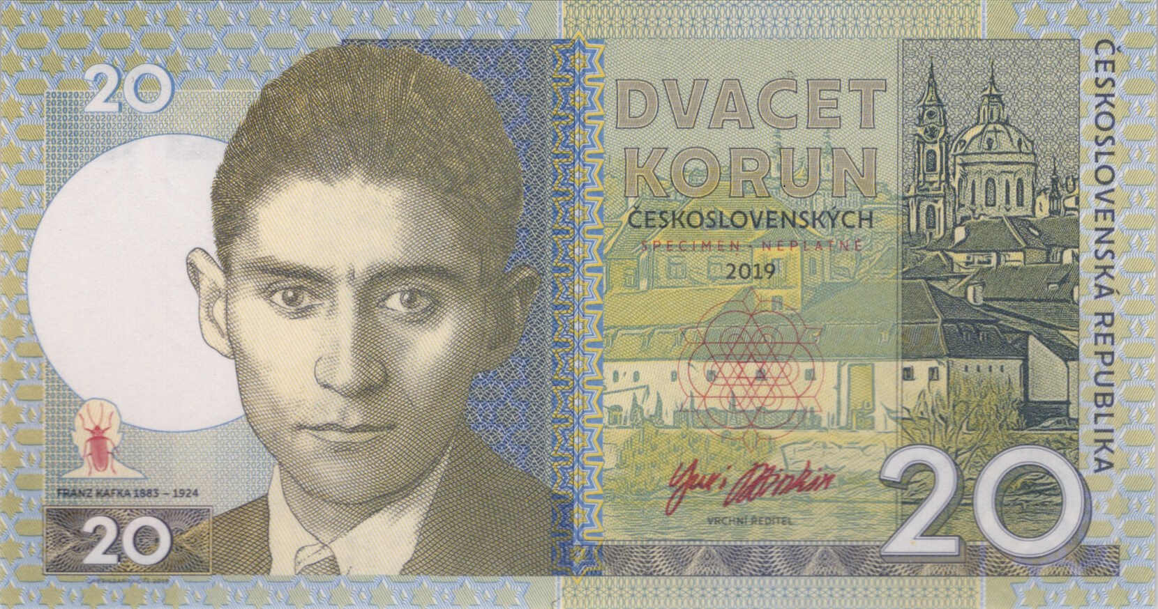 20 korun Kafka - přední strana