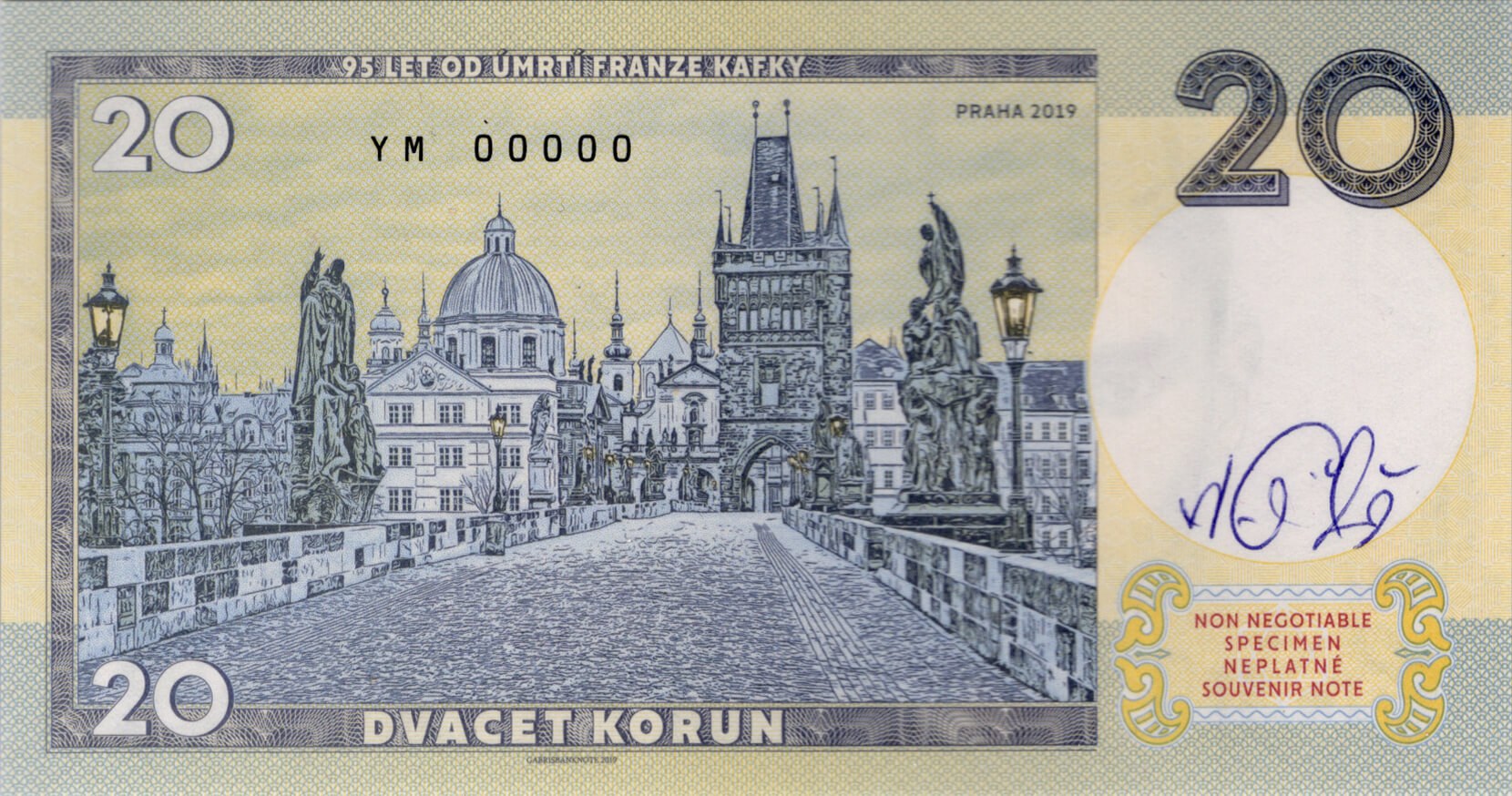 20 korun Kafka - zadní strana