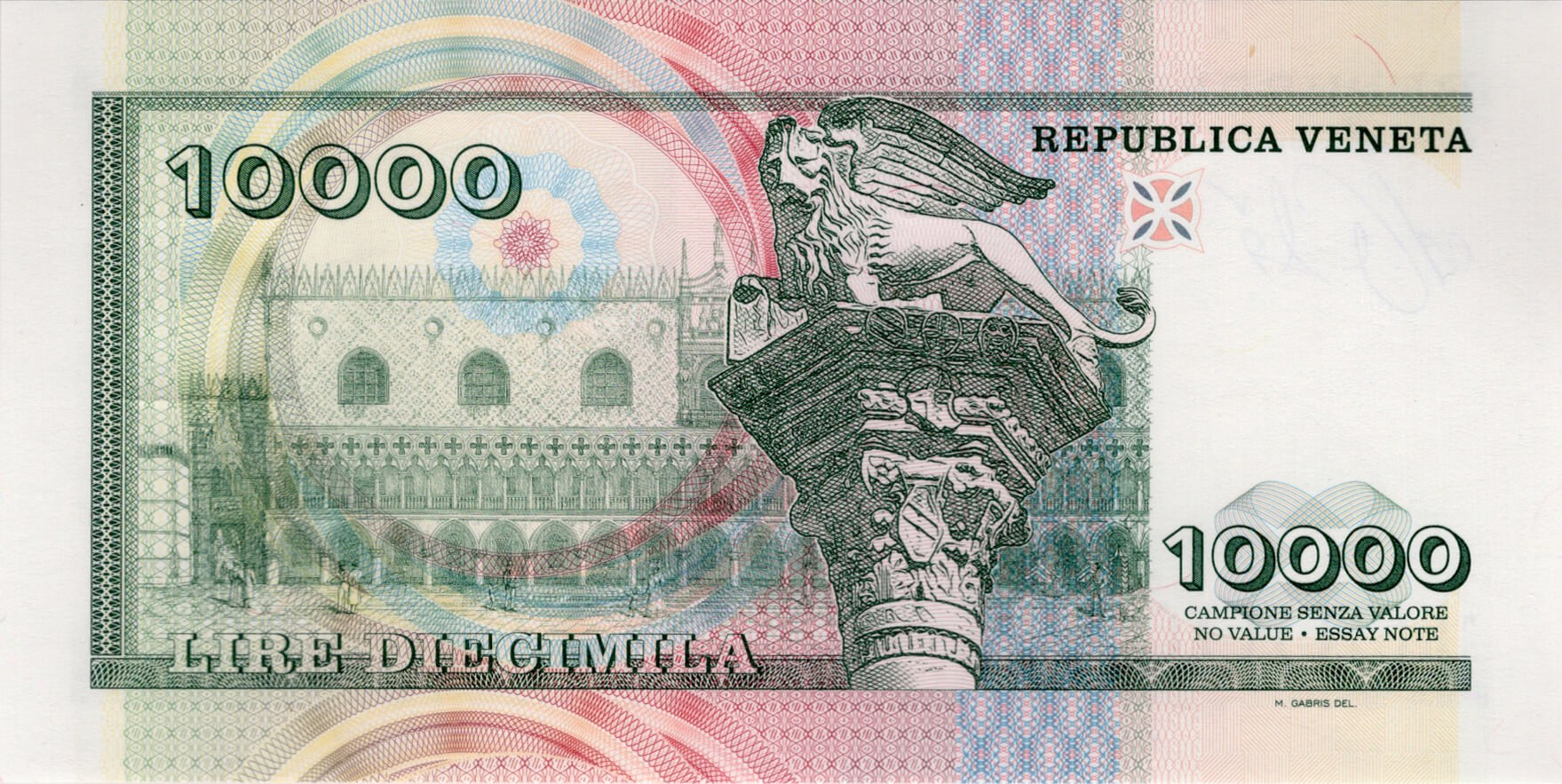 10 000 lire Benátky hologram - zadní strana