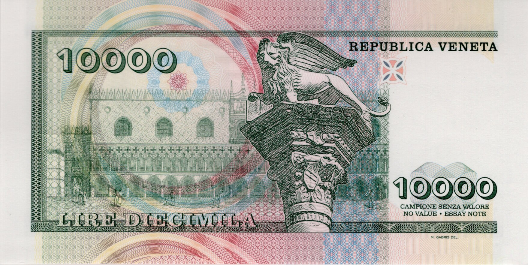 10 000 lire Benátky hologram - zadní strana