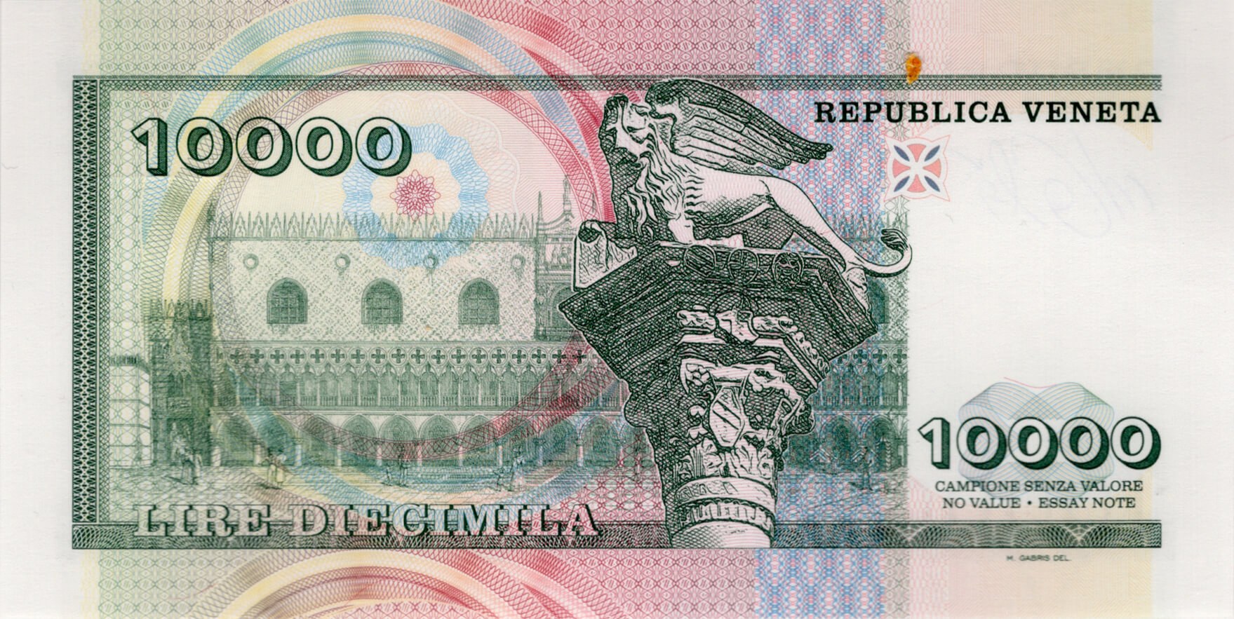 10 000 lire Benátky hologram - zadní strana