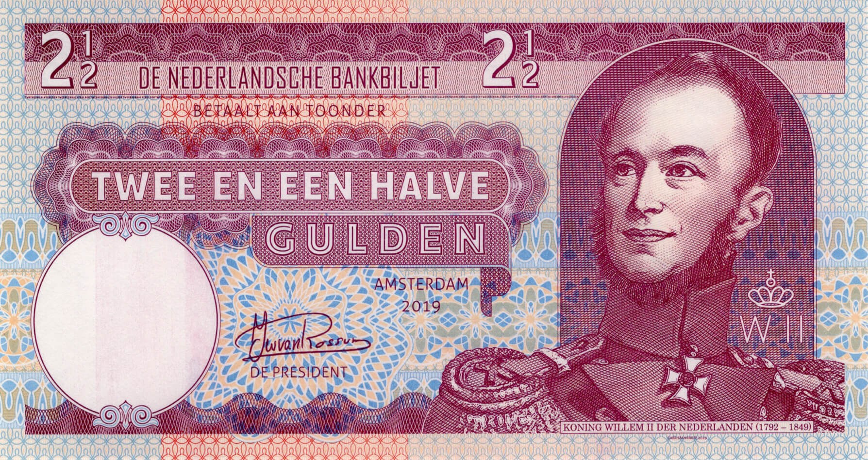 2 a půl gulden - přední strana