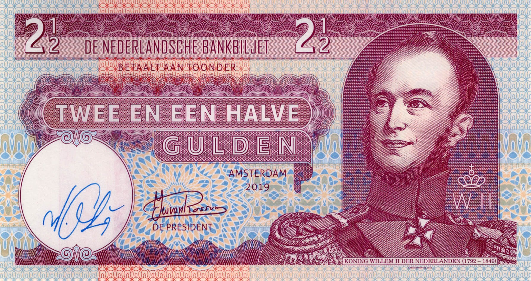 2 a půl gulden - přední strana