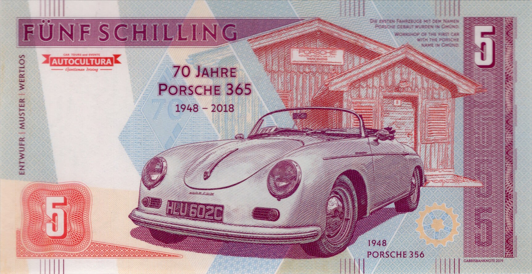 5 korun / 5 schilling Porsche - zadní strana