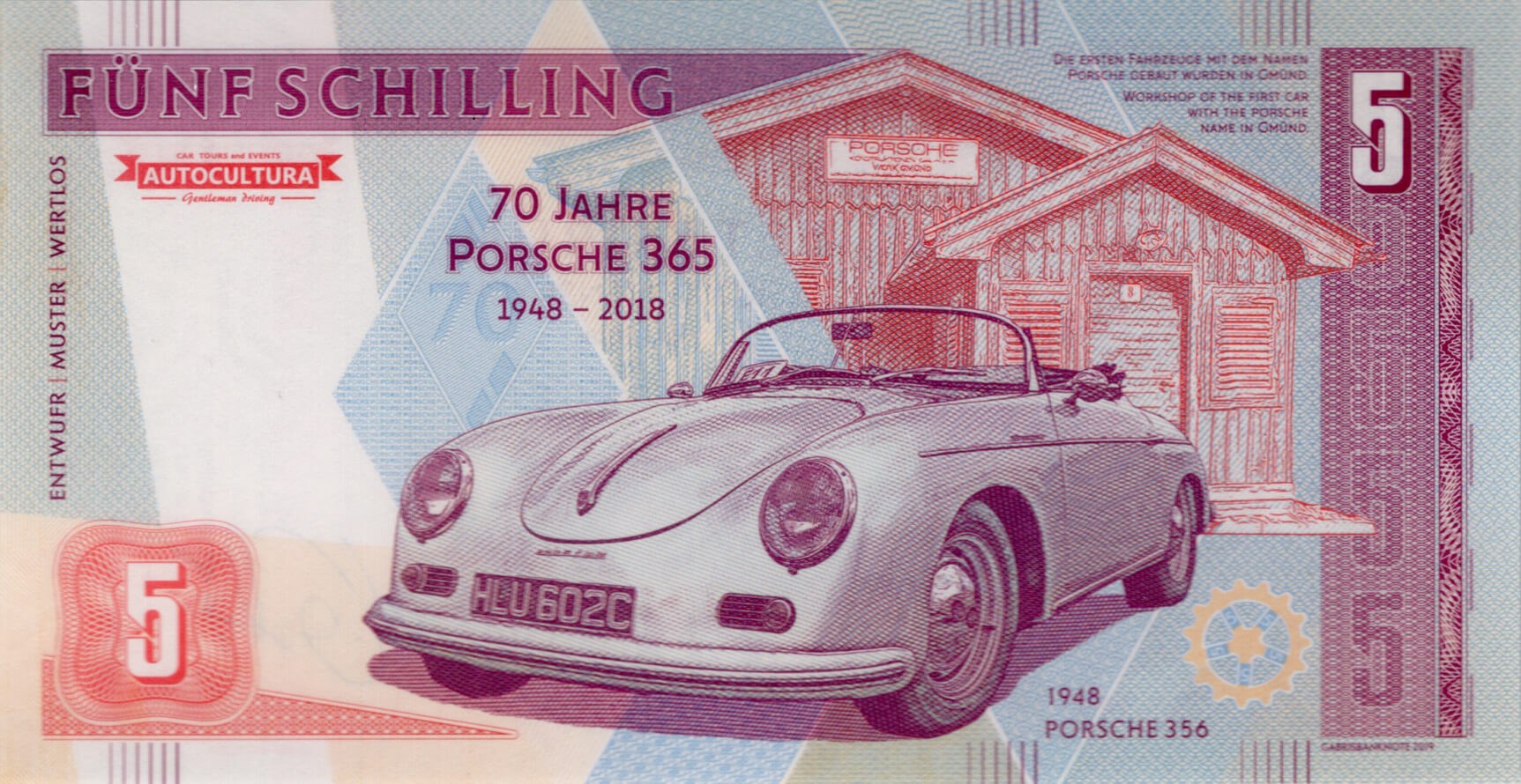 5 korun / 5 schilling Porsche - zadní strana