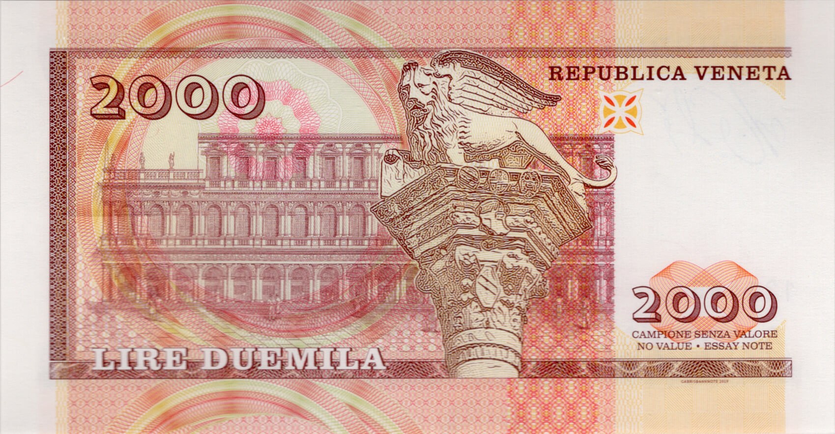 2000 Lire Benátky - zadní strana