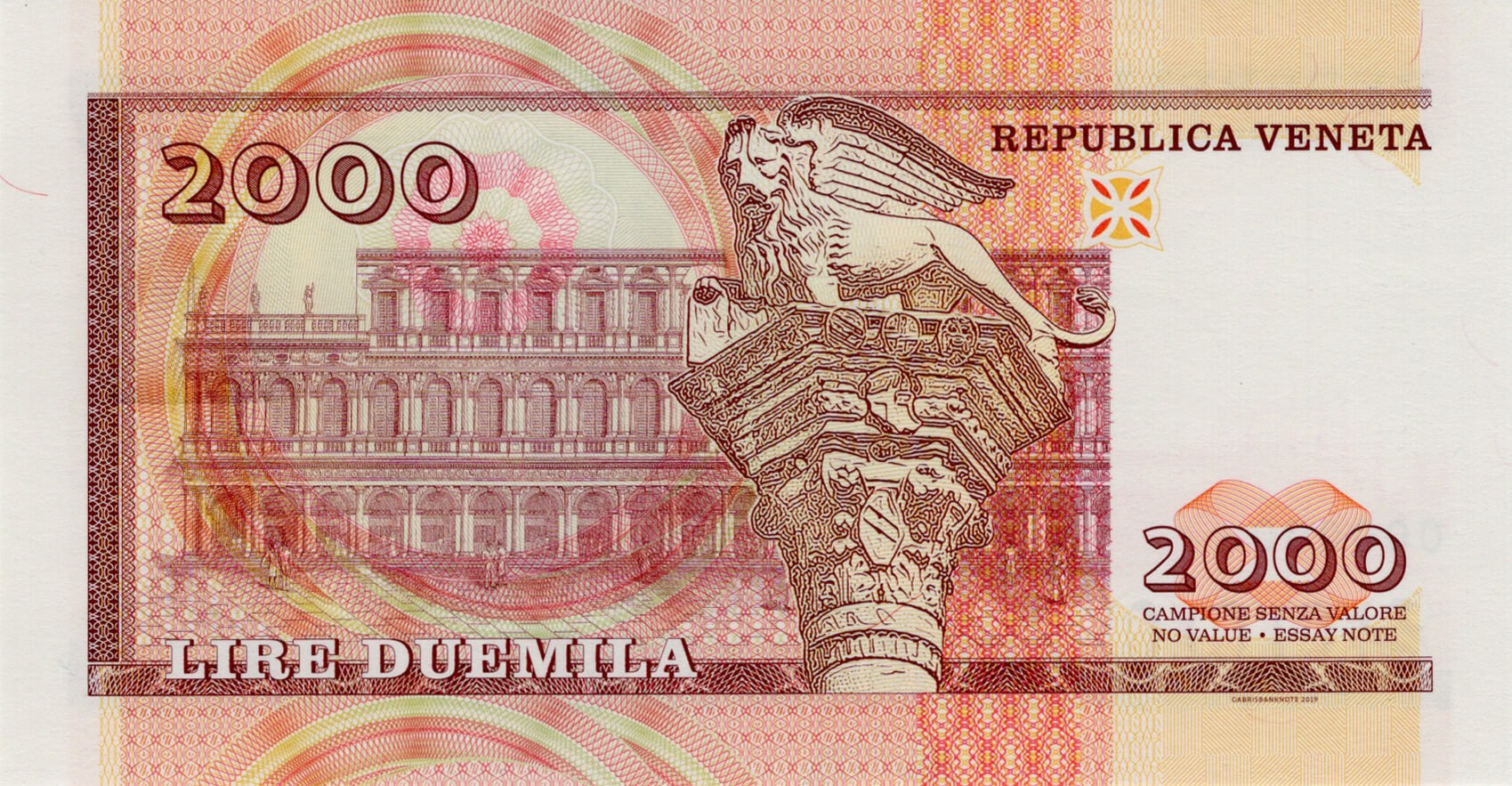 2000 Lire Benátky - zadní strana