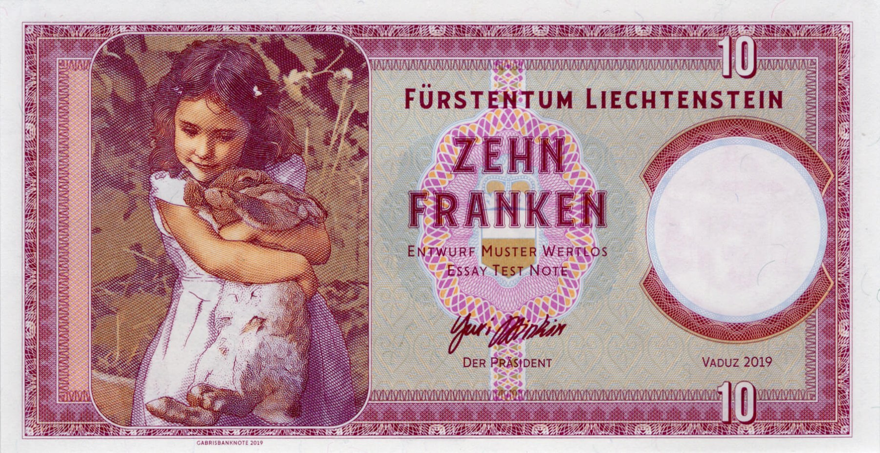 10 franken Liechtenstein - přední strana