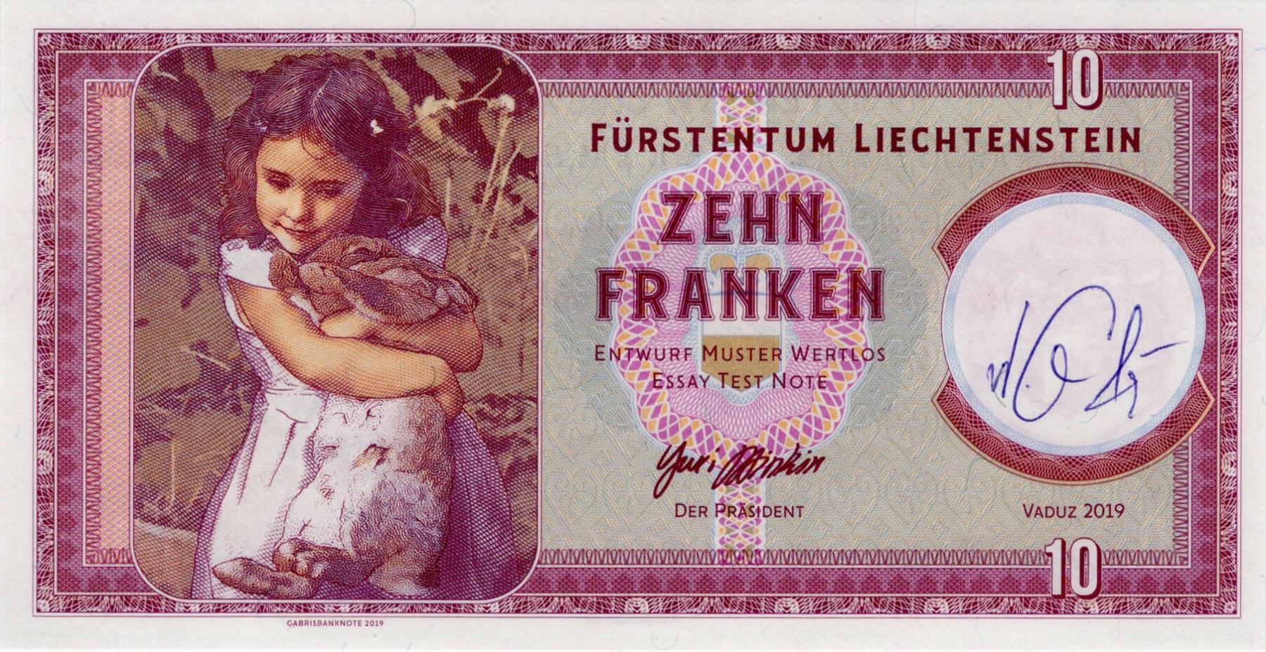 10 franken Liechtenstein - přední strana