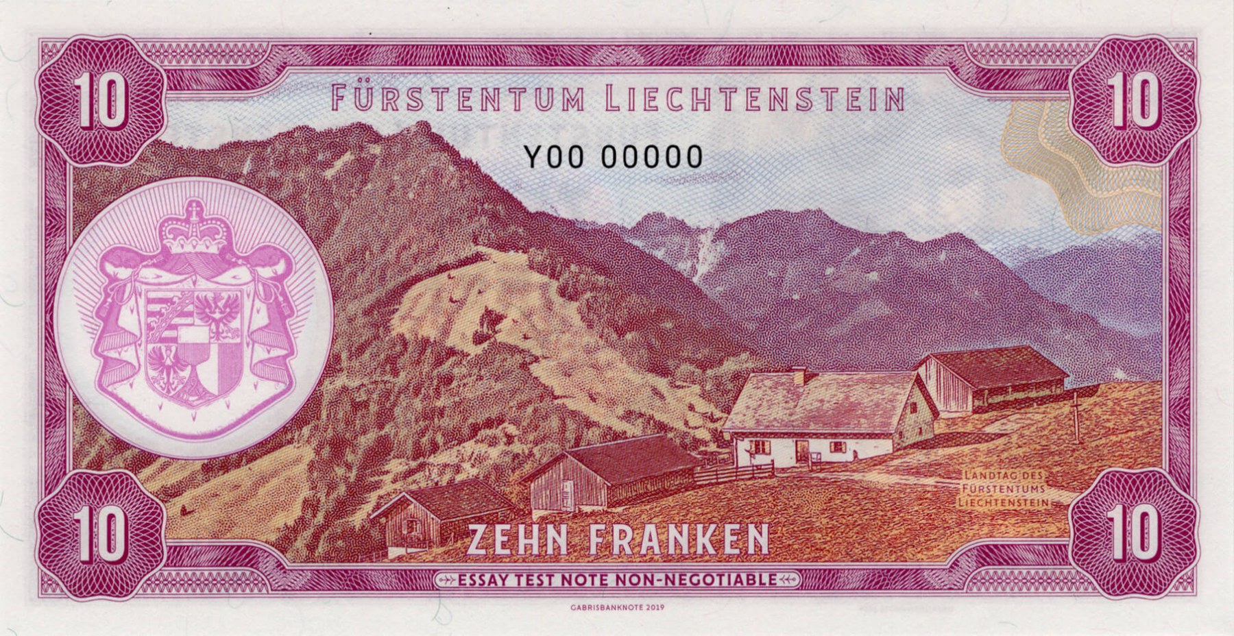 10 franken Liechtenstein - zadní strana
