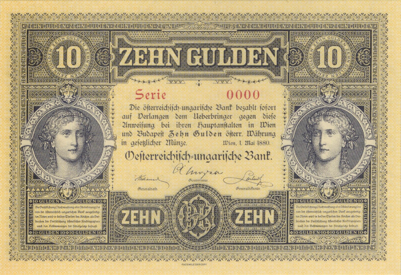 10 Forint Gulden / Facsimile - zadní strana