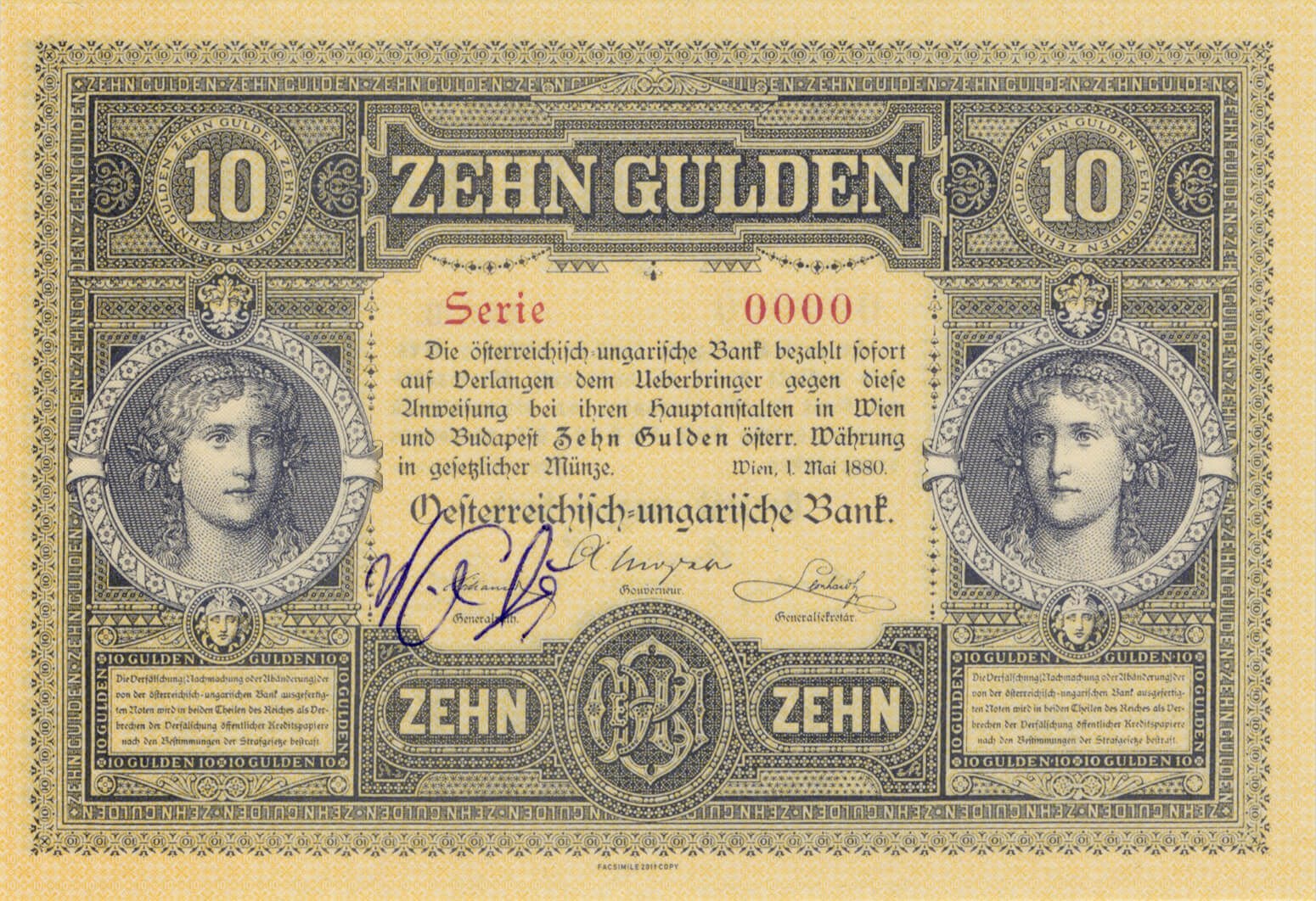 10 Forint Gulden / Facsimile - zadní strana