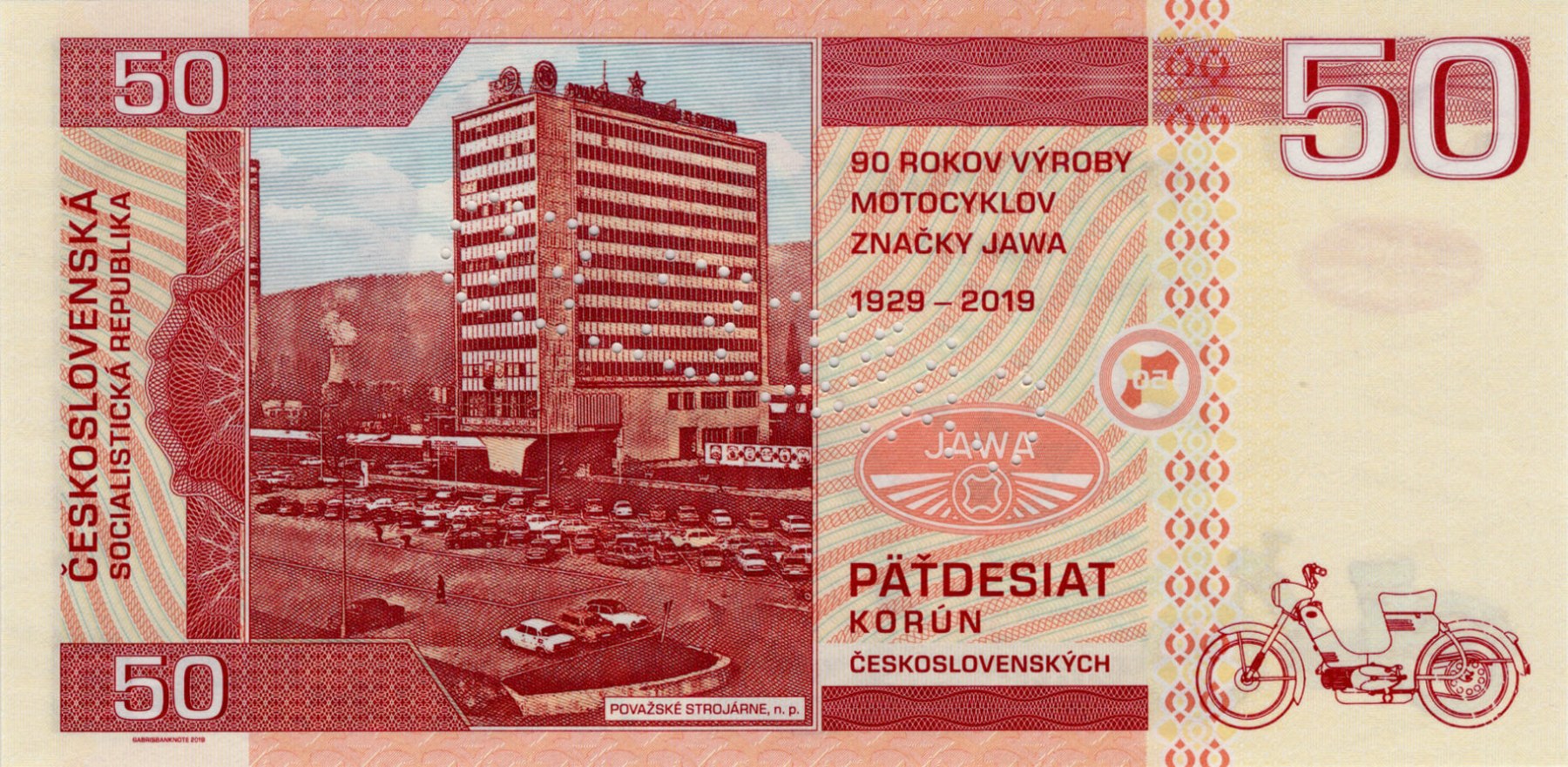 50 korún Československých JAWA 50 - zadní strana