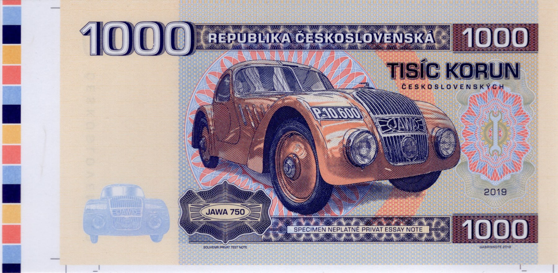 1000 korun Československých JAWA - přední strana