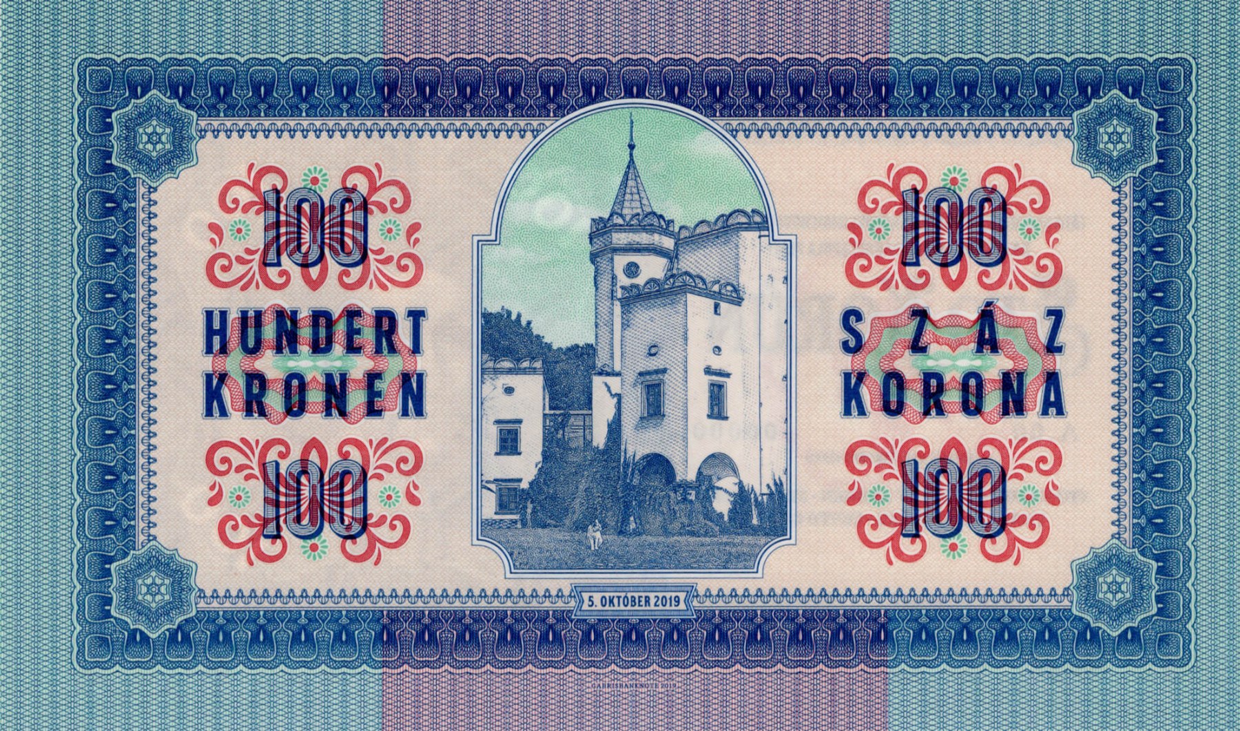 100 korún Moravany - zadní strana