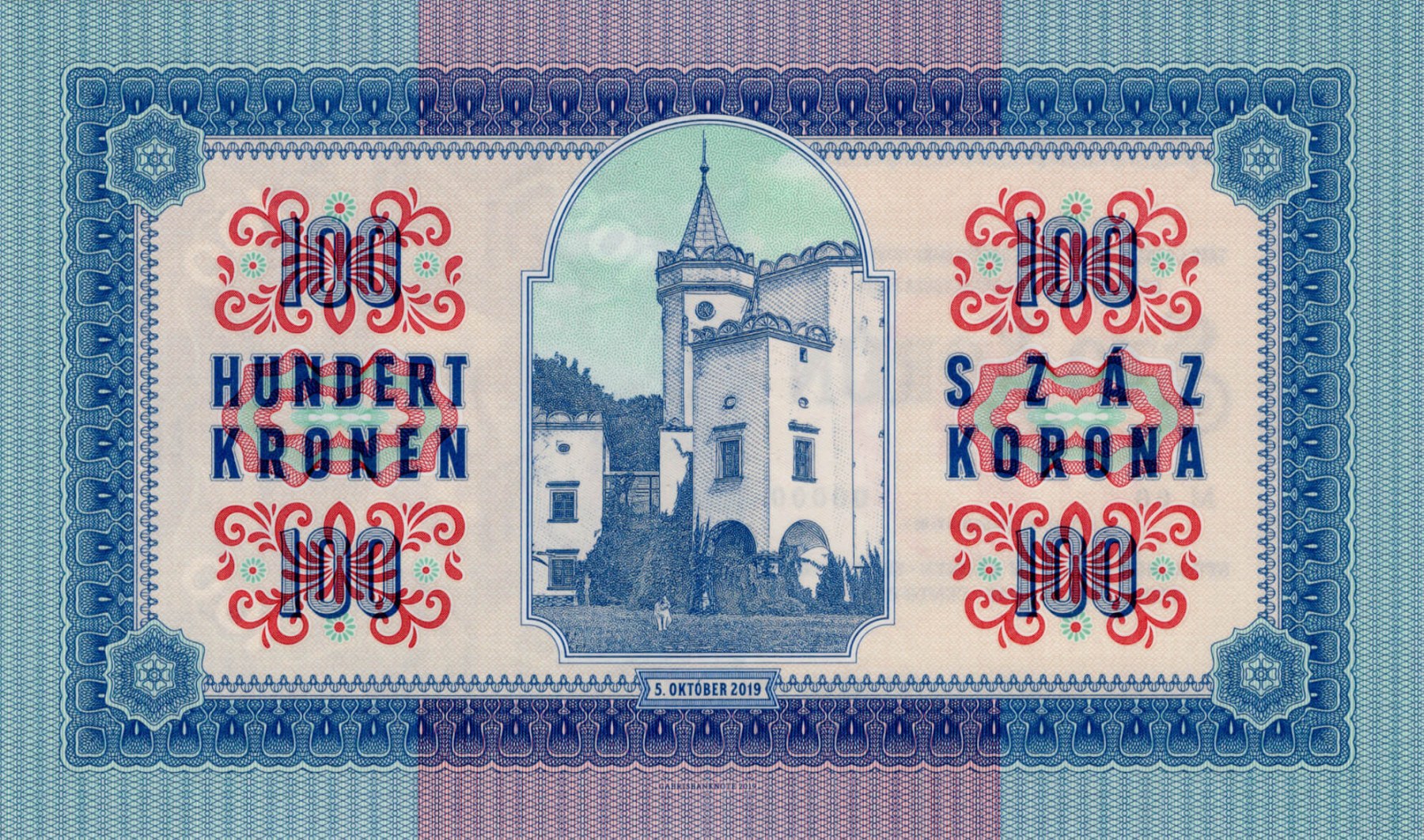 100 korún Moravany - zadní strana