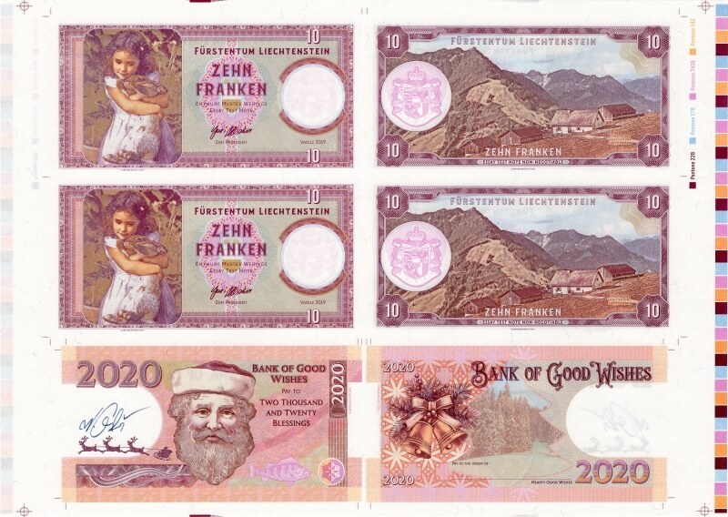 Arch 10 franken Liechtenstein / 2020 PF Bank of good wishes