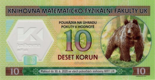 10 korun knihovna MFF UK 2019