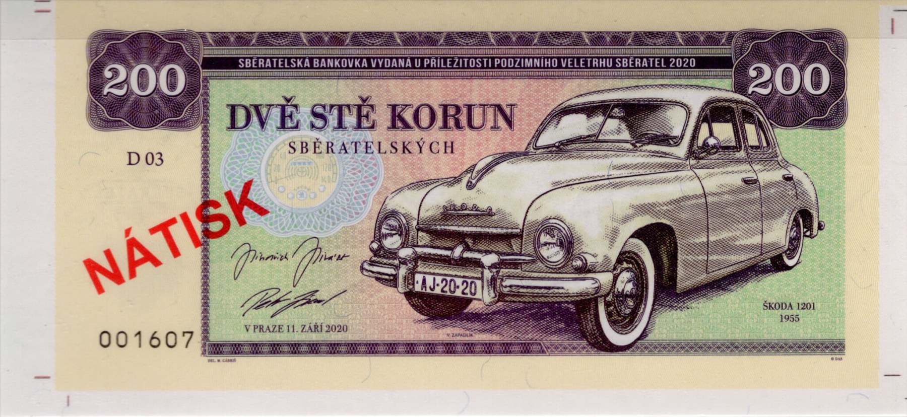 100 korun Zapadlík Isotta Fraschini Tipo 8A - přední strana
