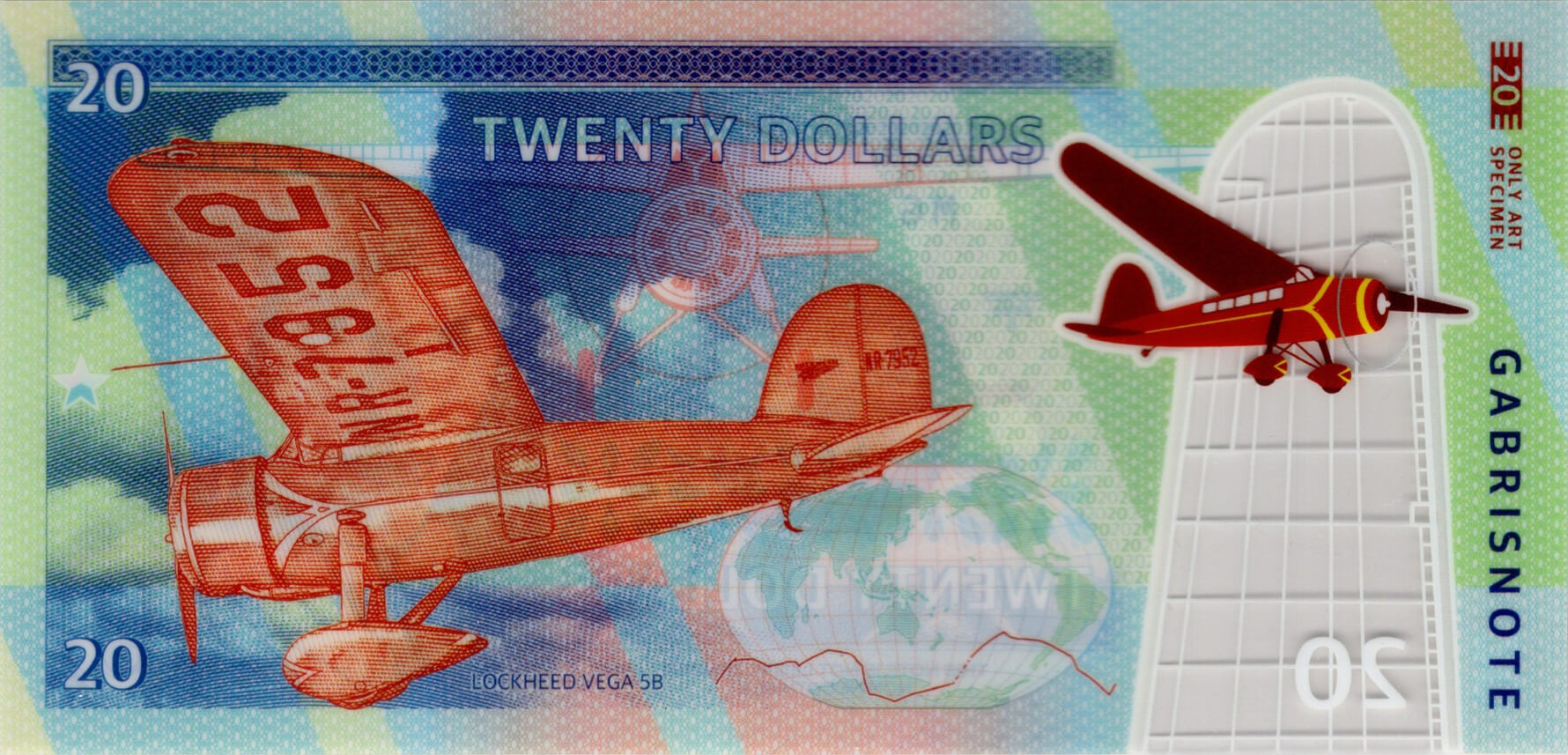 20 dollars Amelia Earhart - zadní strana