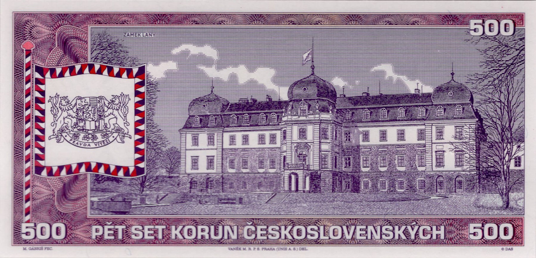500 korun Emil Hácha - zadní strana