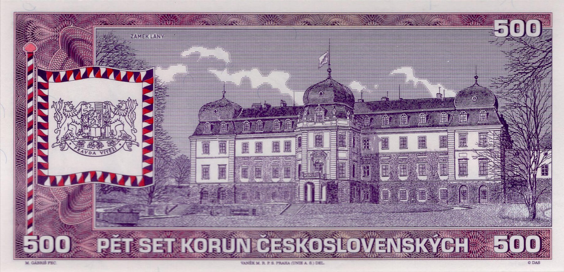 500 korun Emil Hácha - zadní strana