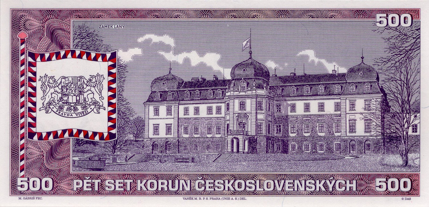 500 korun Emil Hácha - zadní strana