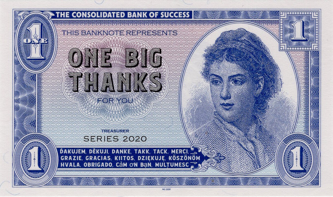 1 thanks 2020 / verze B - přední strana