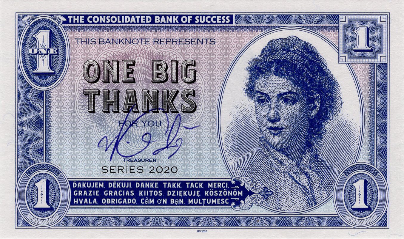 1 thanks 2020 / verze B - přední strana