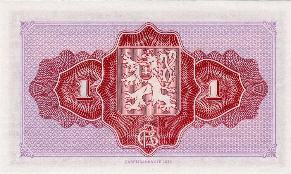 1 Koruna Československá - zadní strana