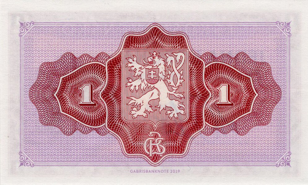 1 Koruna Československá - zadní strana