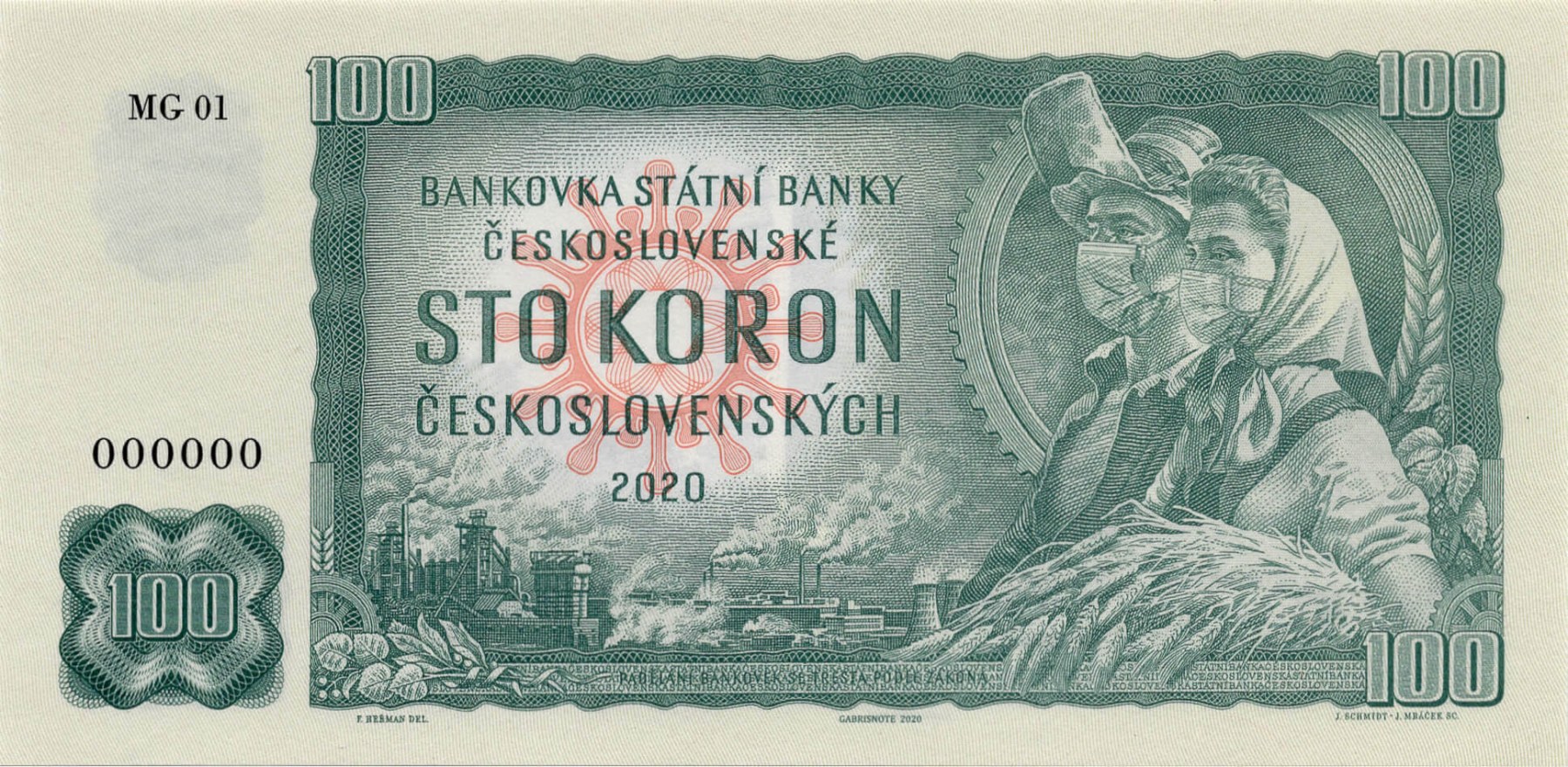 100 koron Československých Kramáre - přední strana