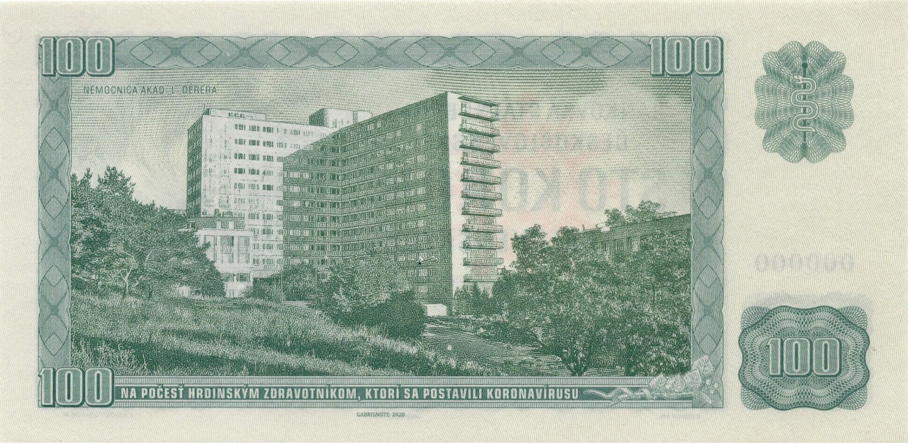 100 koron Československých Kramáre - zadní strana