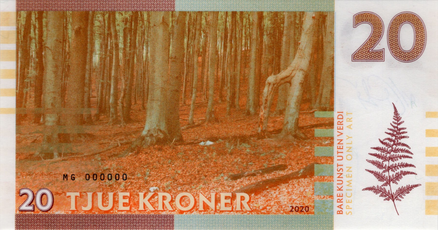 20 Kroner Norge 2020 - zadní strana