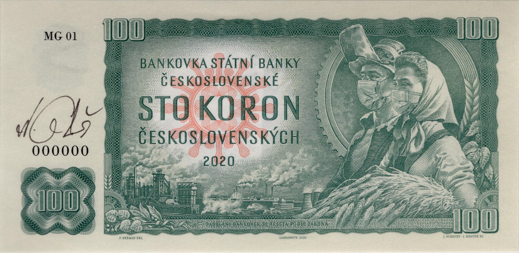 100 koron Československých Kramáre - přední strana