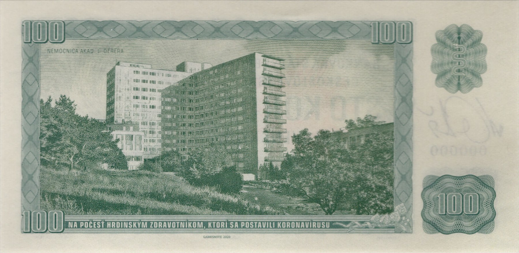 100 koron Československých Kramáre - zadní strana