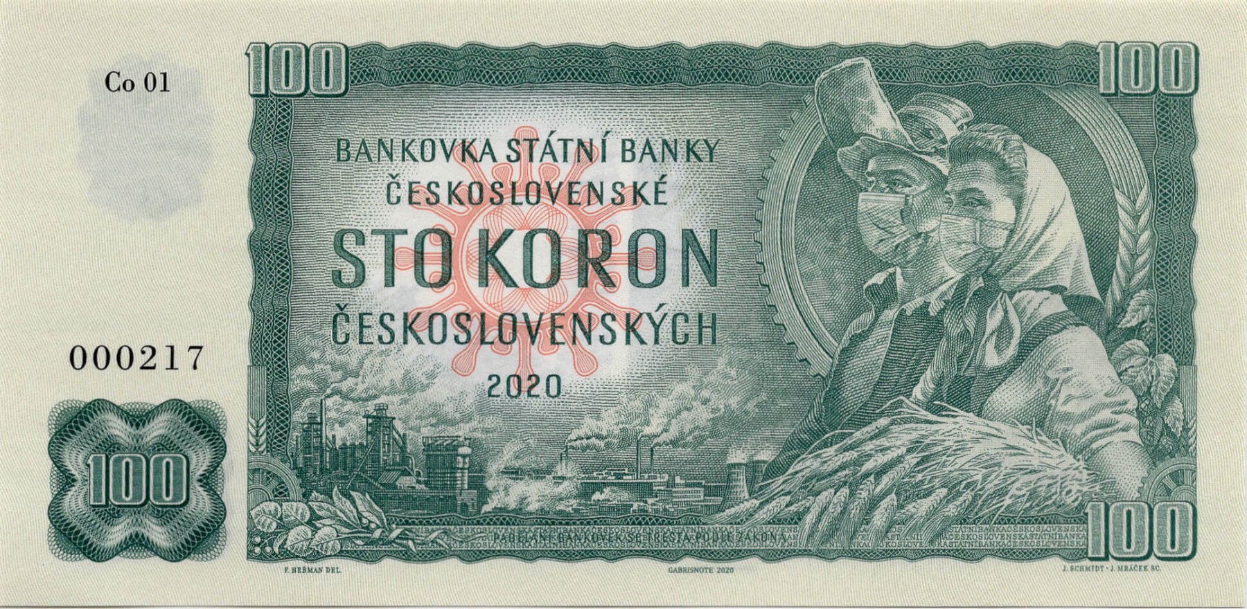 100 koron Československých Kramáre - přední strana