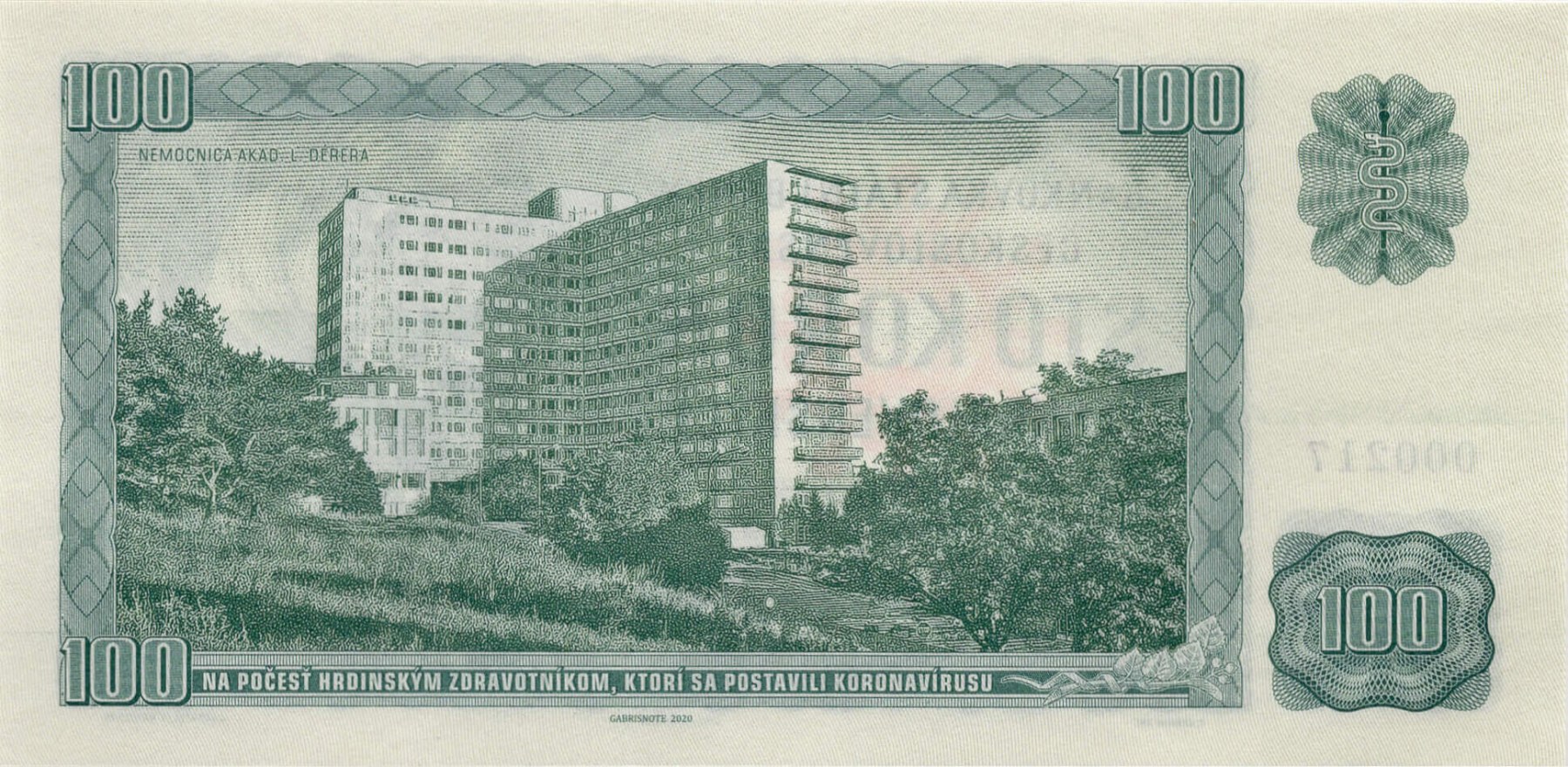 100 koron Československých Kramáre - zadní strana