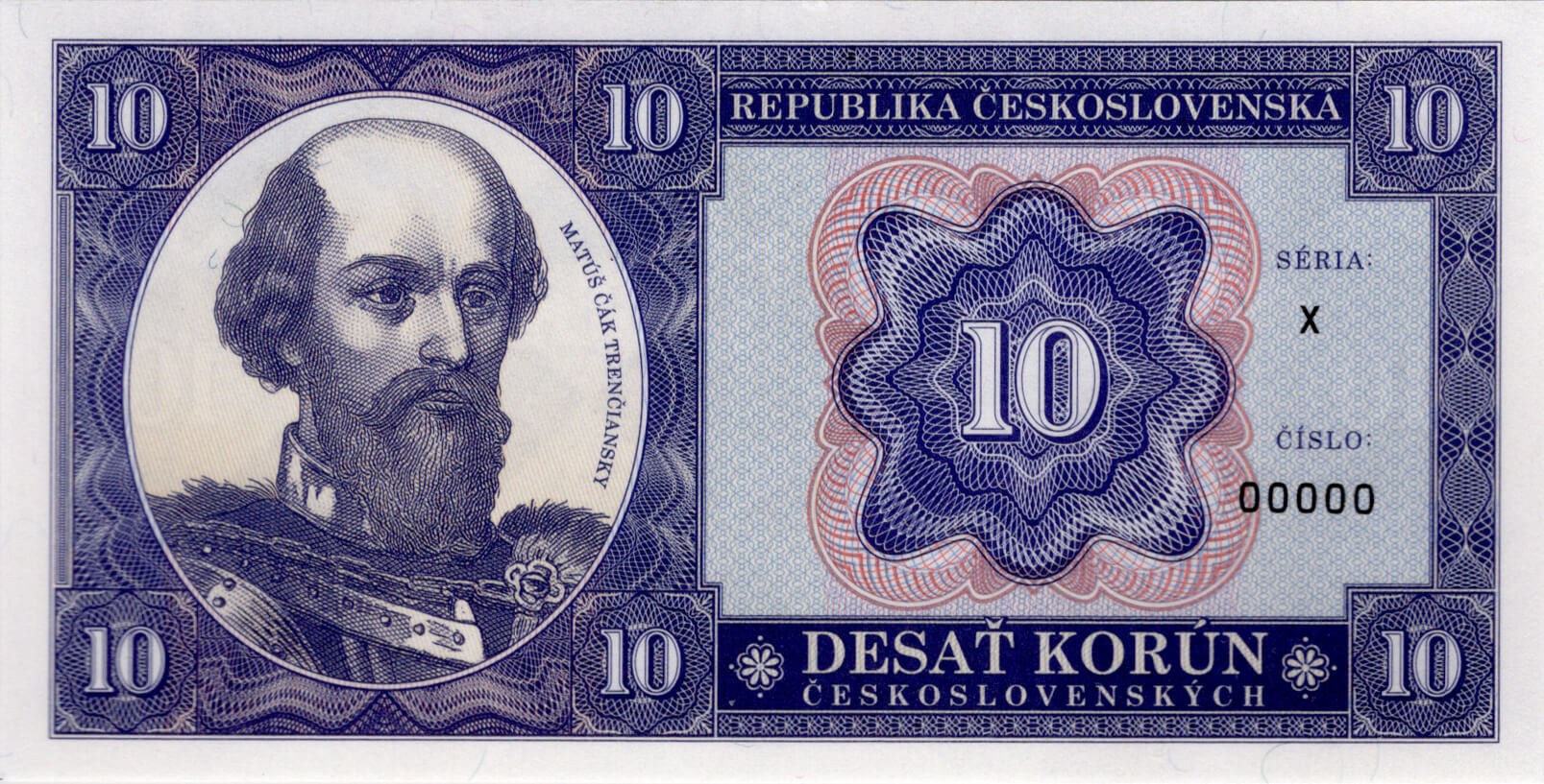 10 korún Československých / Matúš Čák - přední strana