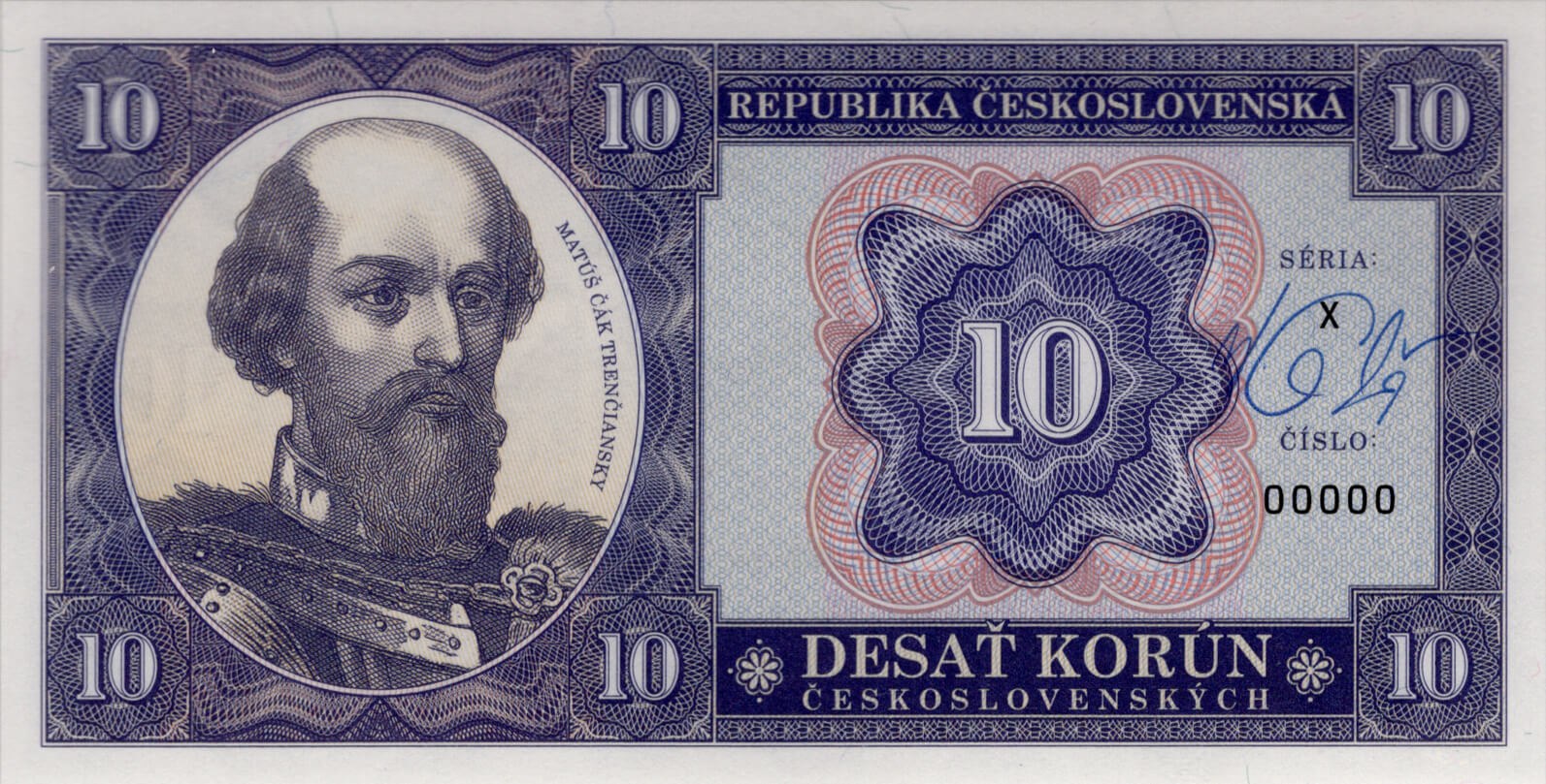 10 korún Československých / Matúš Čák - přední strana