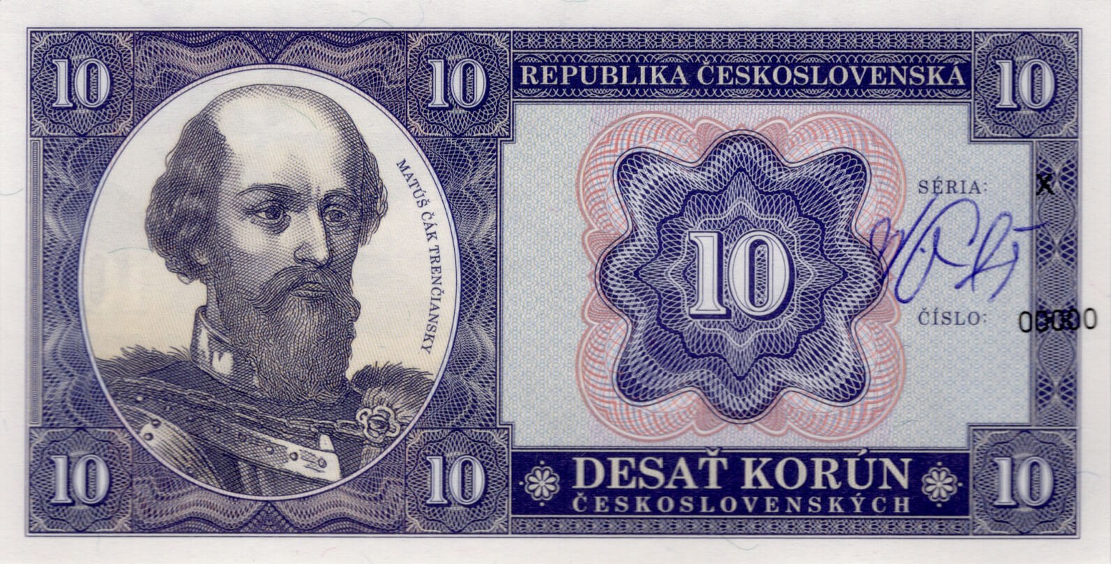 10 korún Československých / Matúš Čák - přední strana