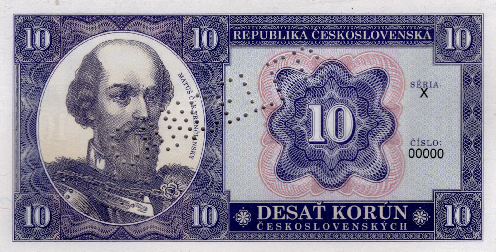 10 korún Československých / Matúš Čák - přední strana