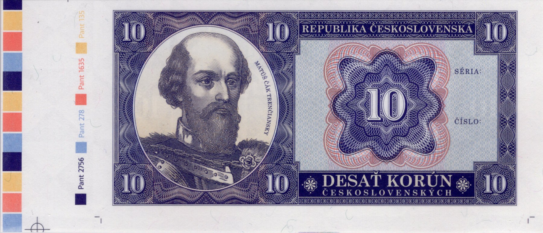 10 korún Československých / Matúš Čák - přední strana