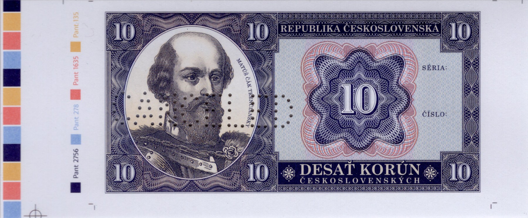10 korún Československých / Matúš Čák - přední strana