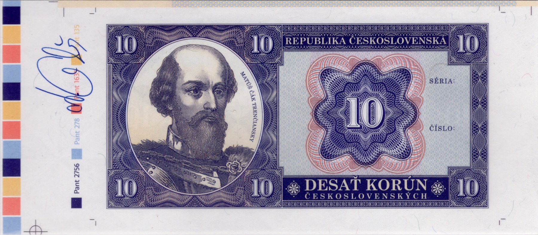 10 korún Československých / Matúš Čák - přední strana