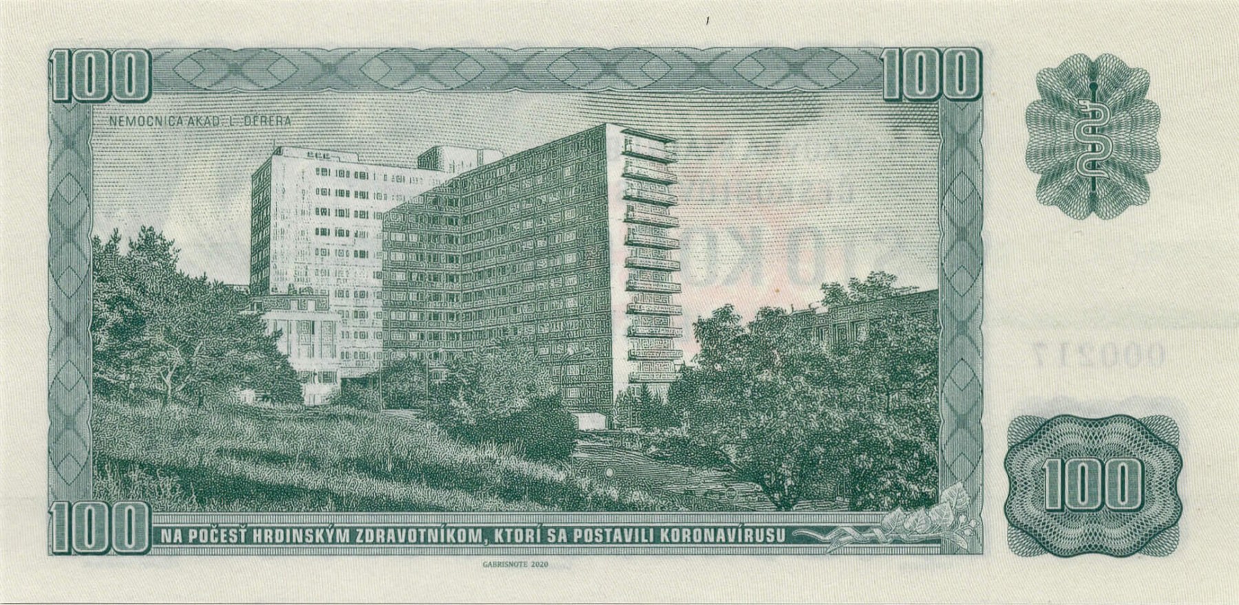 100 koron Československých Kramáre - zadní strana