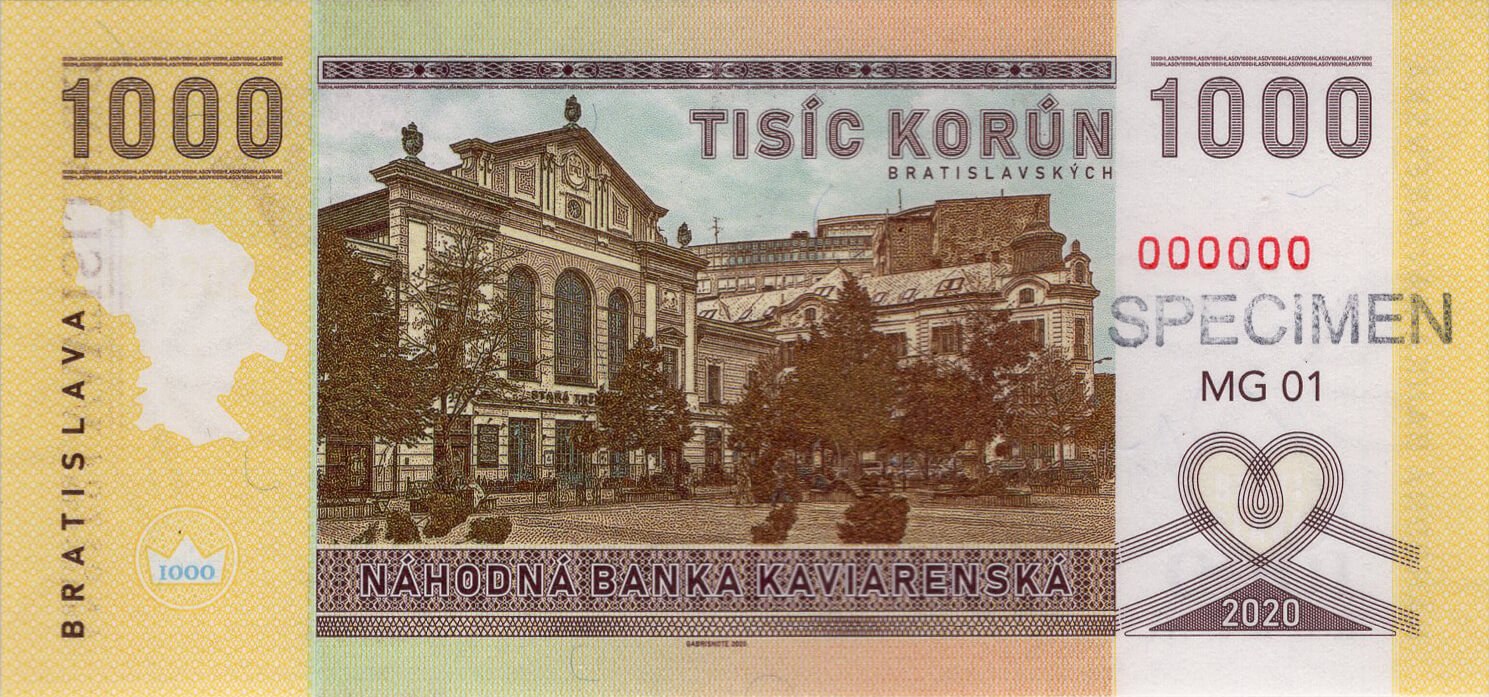 1000 korún Kaviarenských / verze A - zadní strana