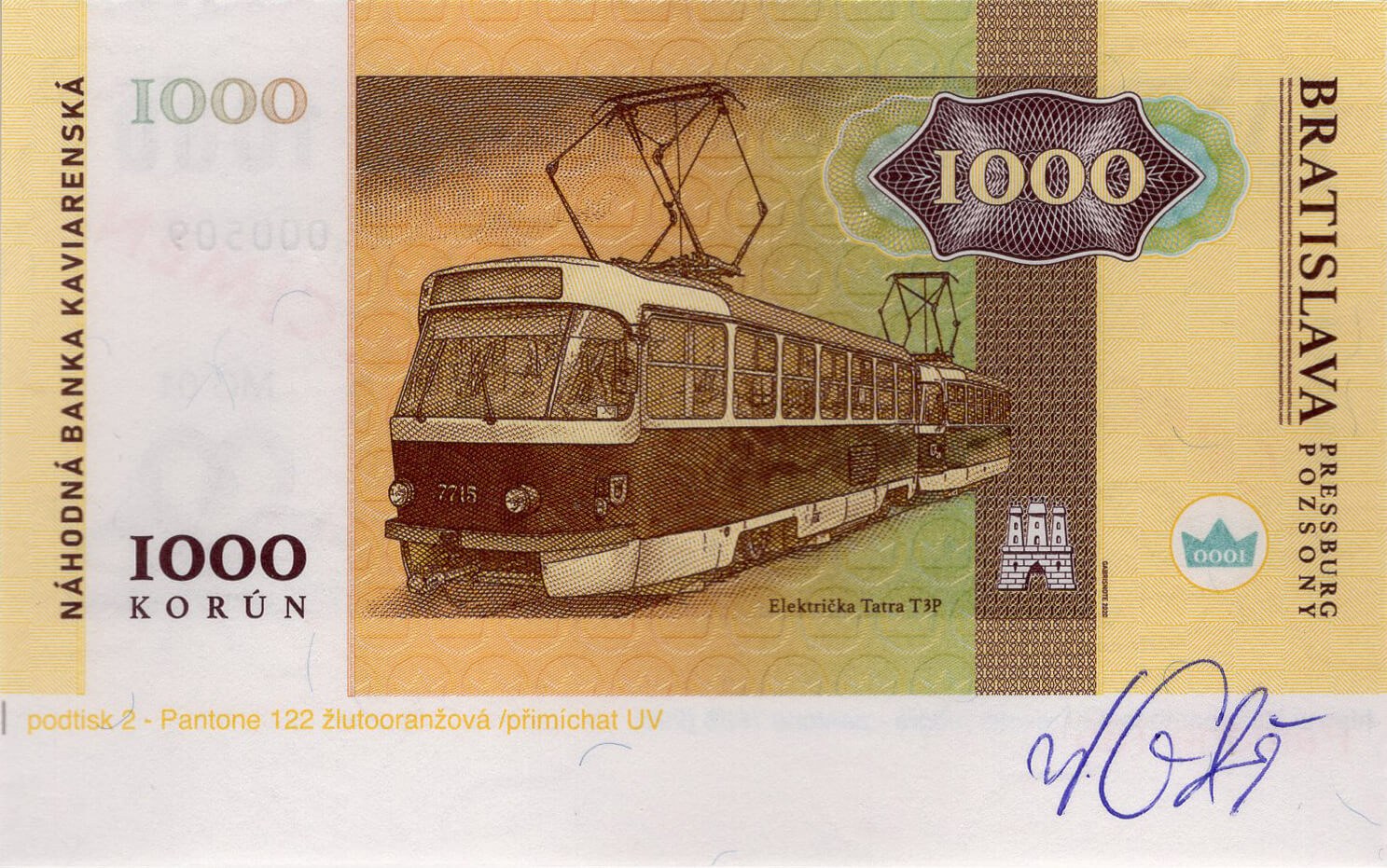 1000 korún Kaviarenských / verze A - přední strana
